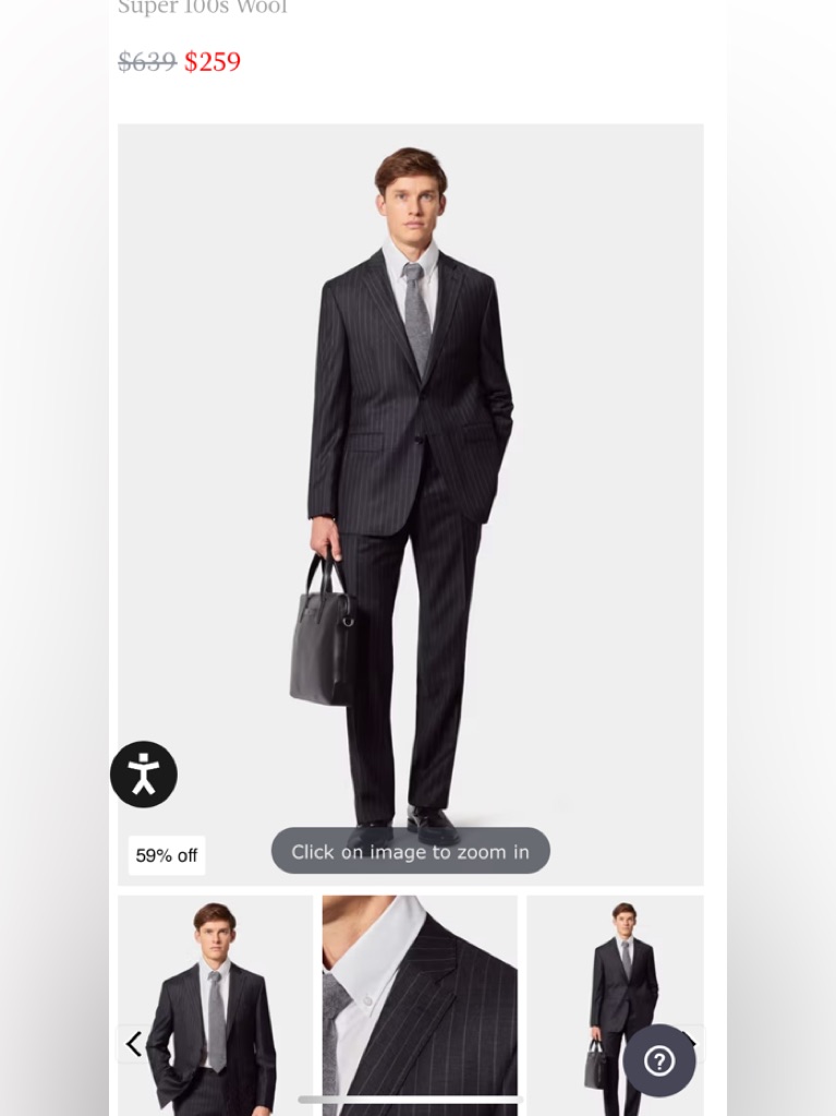 Joseph & Feiss Charcoal Black Pinstripe Suit 100 Wool Size 48r 43w Nwt